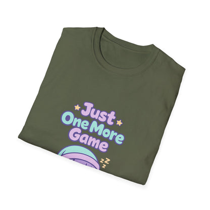 Just One More Game Gamer T‑Shirt — Cute Kawaii Sleeping Gamer Tee Printify
