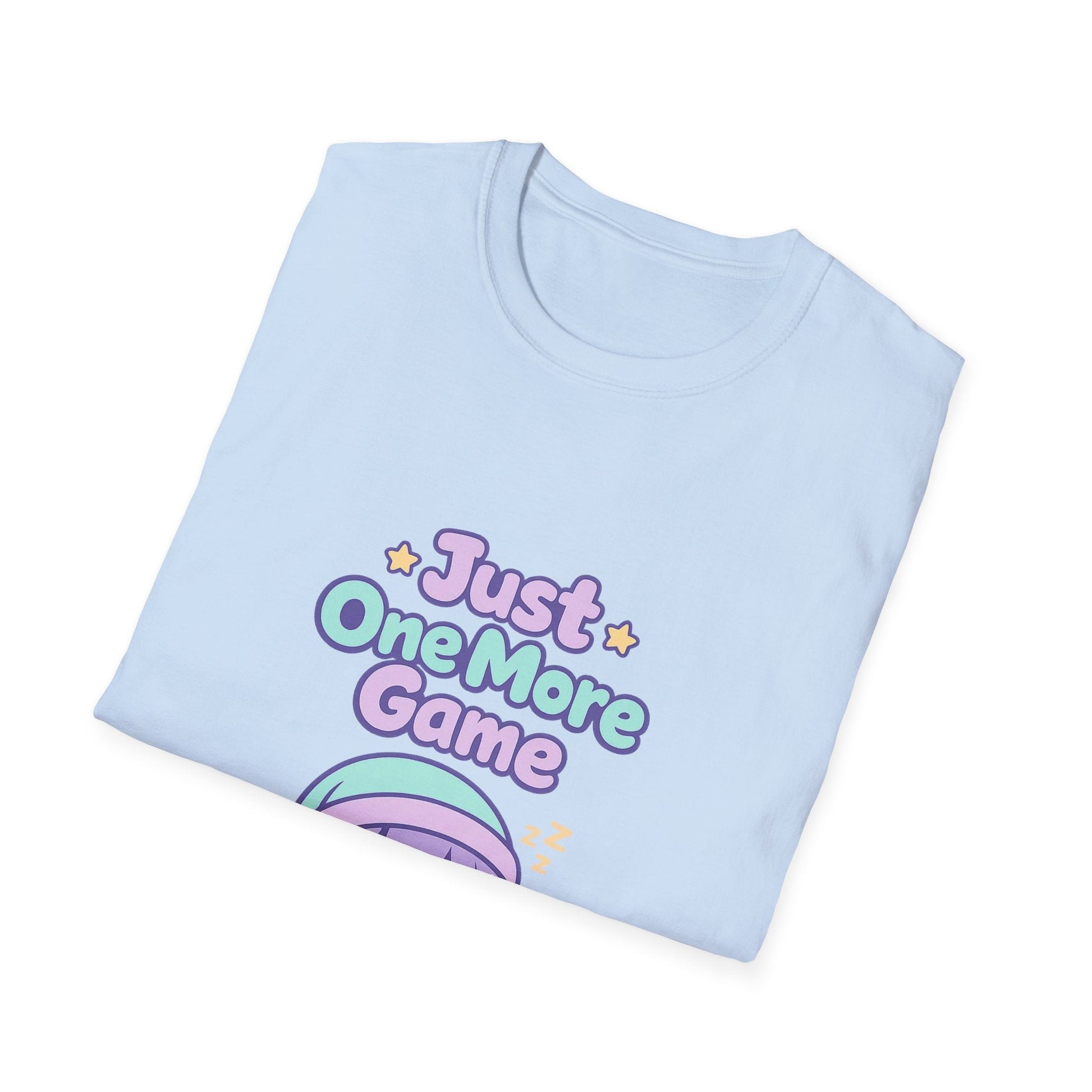 Just One More Game Gamer T‑Shirt — Cute Kawaii Sleeping Gamer Tee Printify