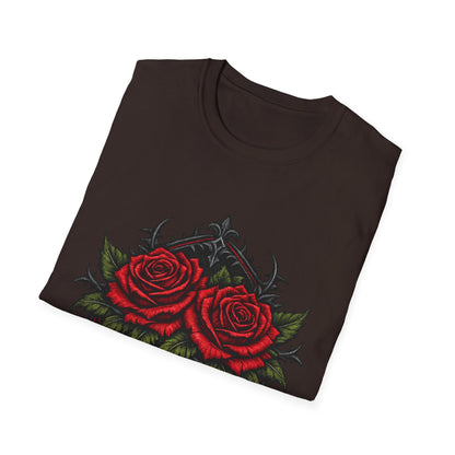 Rose Heart T-Shirt — Gothic Red Roses Graphic Tee Printify