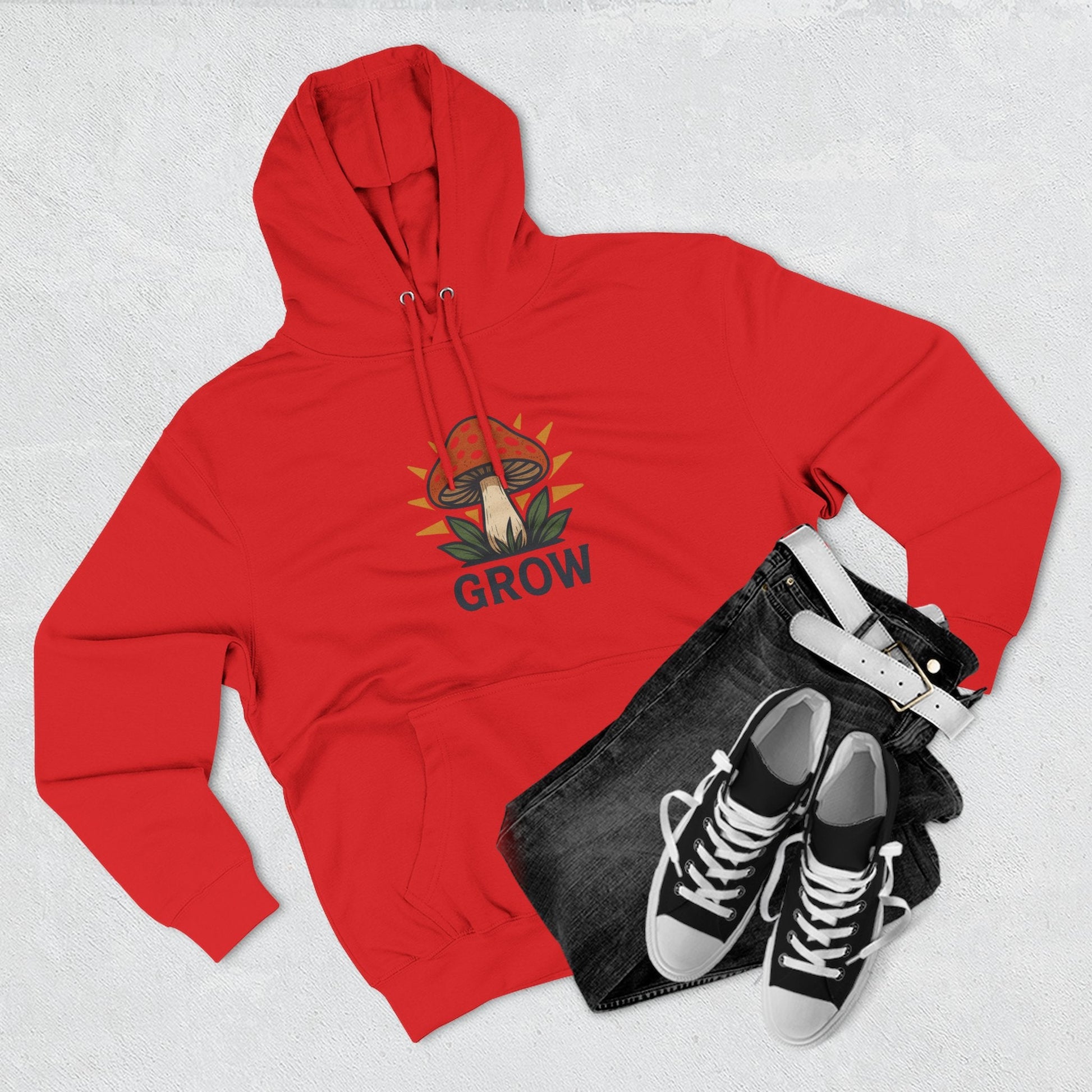 Grow Mushroom Hoodie – Unisex Botanical Graphic Fleece Pullover Printify
