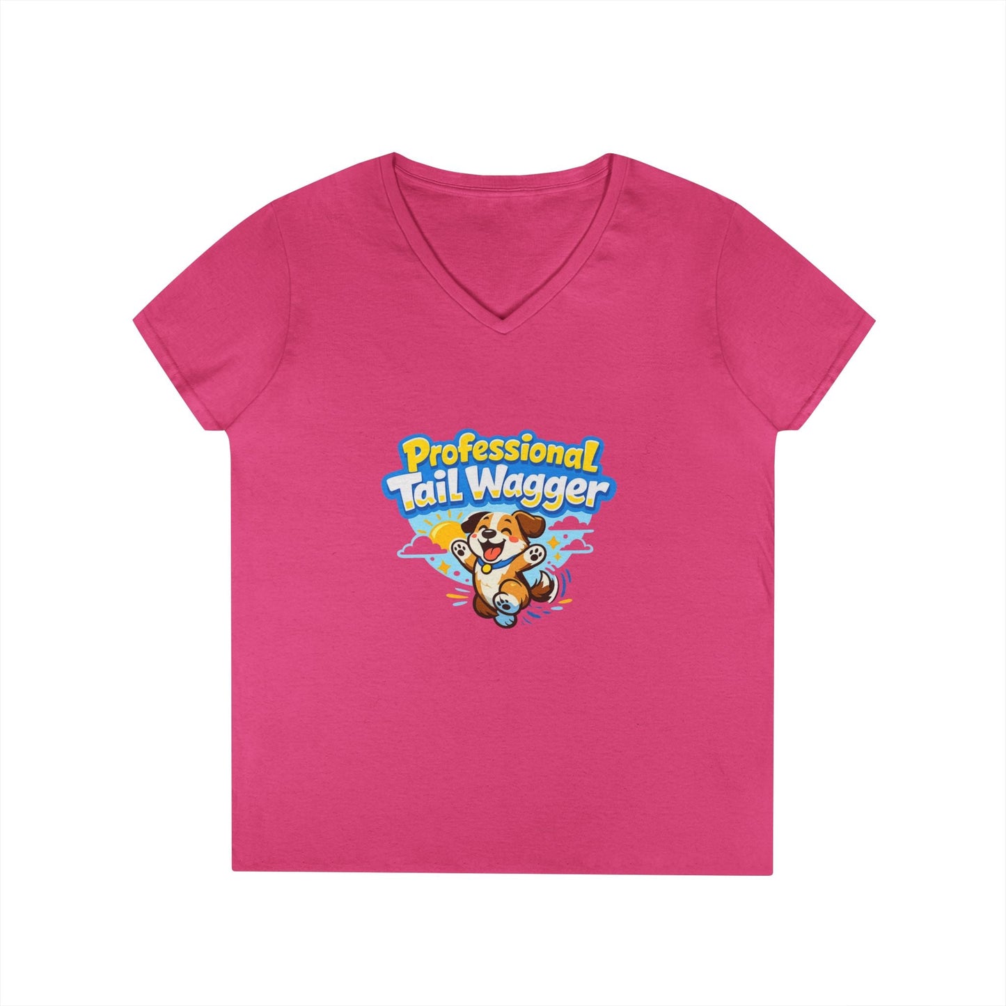 Professional Tail Wagger T-Shirt — Cute Dog Lover V‑Neck Tee Printify