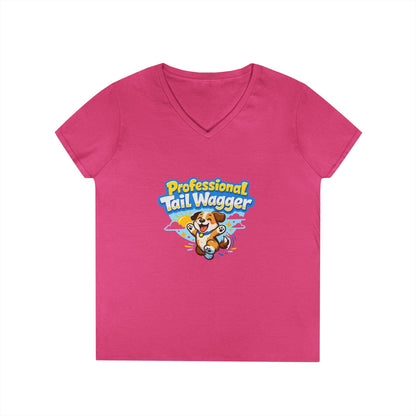 Professional Tail Wagger T-Shirt — Cute Dog Lover V‑Neck Tee Printify