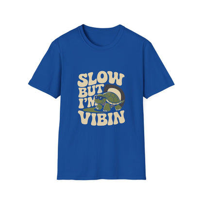 Slow But I'm Vibin Turtle T-Shirt — (Unisex) Cute Retro Vibe Graphic Tee
