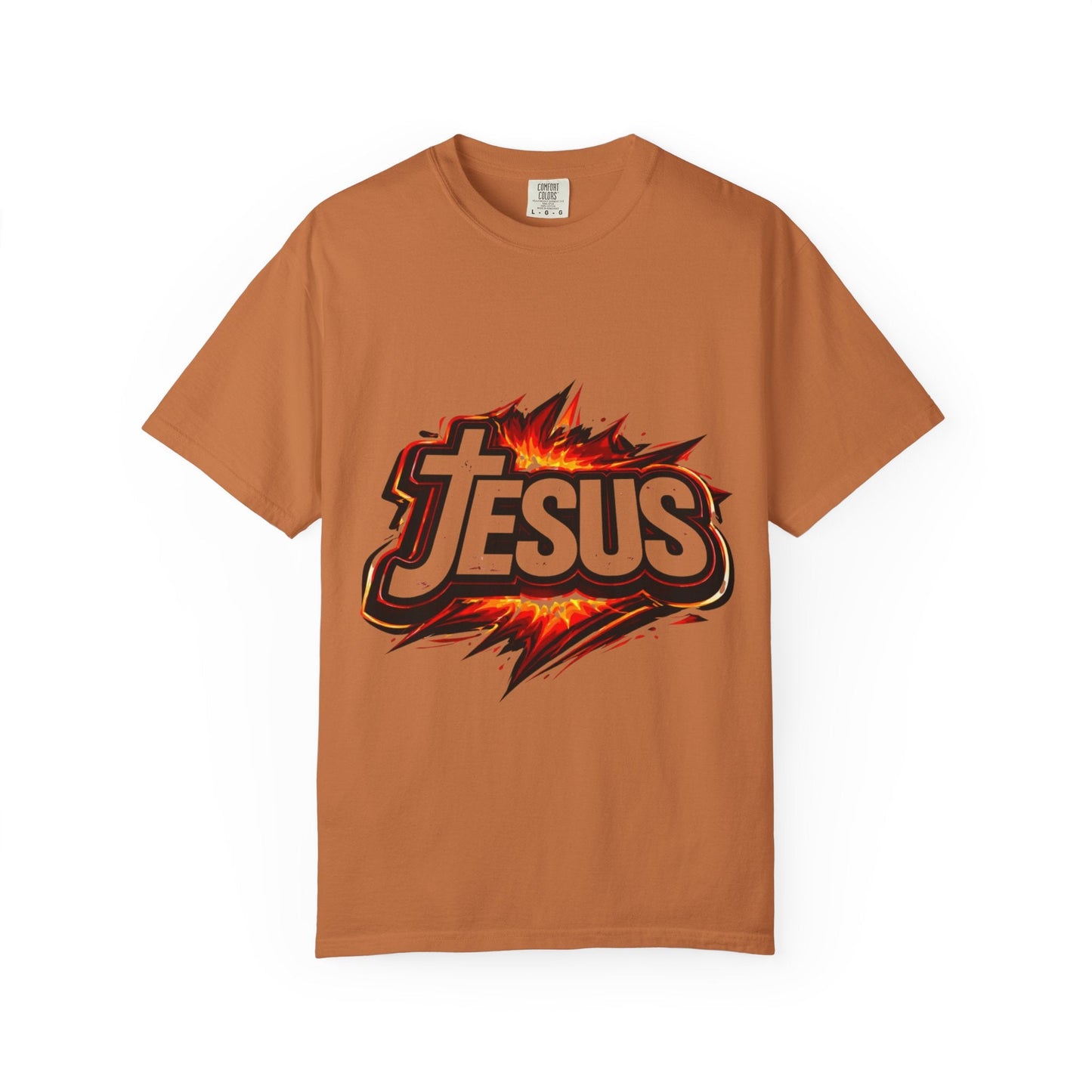 Jesus Graphic T-Shirt for Men – Bold Flame Logo Christian Faith Tee Printify