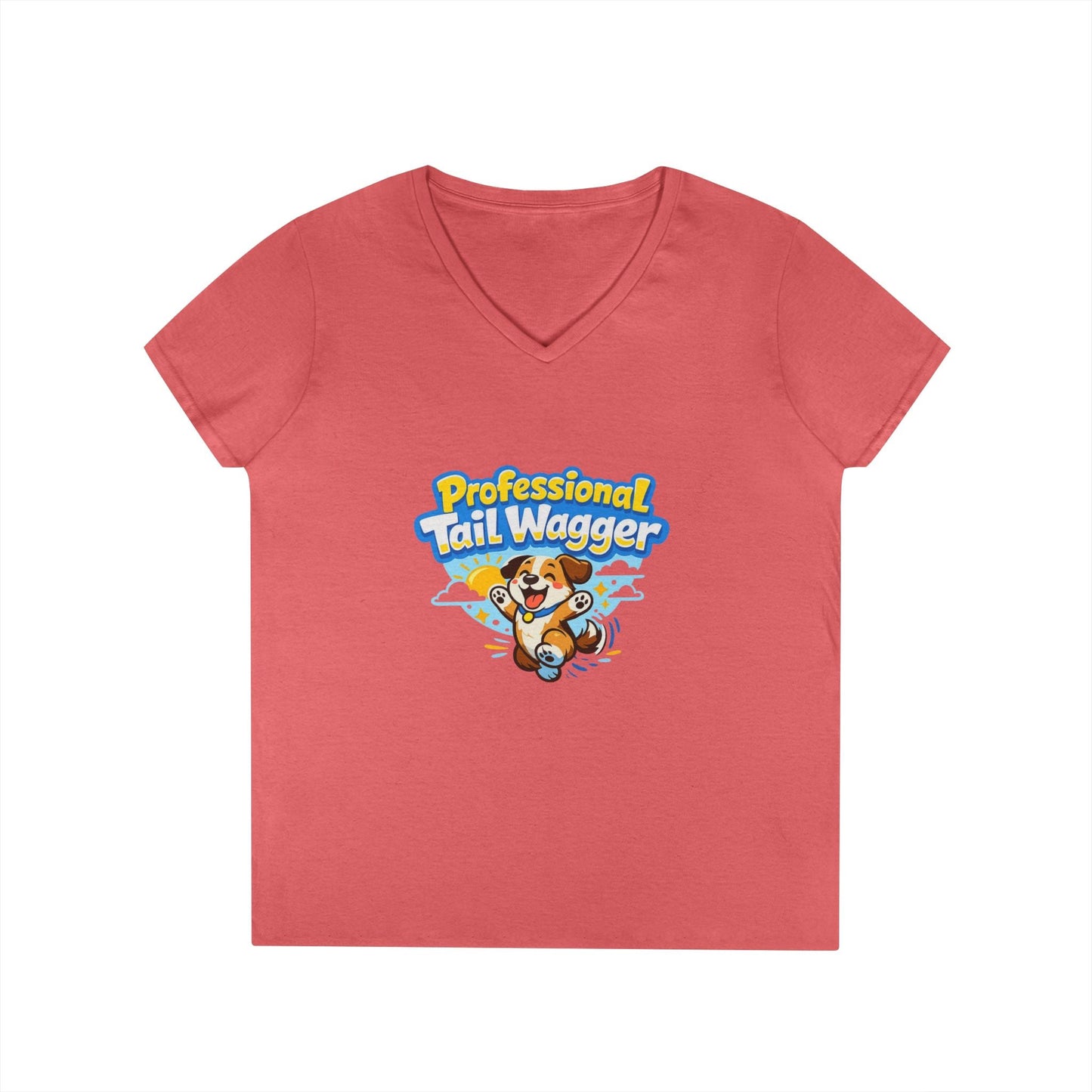 Professional Tail Wagger T-Shirt — Cute Dog Lover V‑Neck Tee Printify