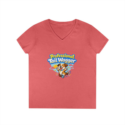 Professional Tail Wagger T-Shirt — Cute Dog Lover V‑Neck Tee Printify