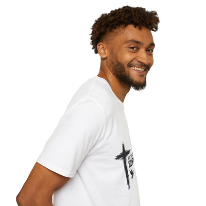 Christian Cross T-Shirt – Unisex “His Sacrifice Brought Hope & New Life” Inspirational Tee Printify