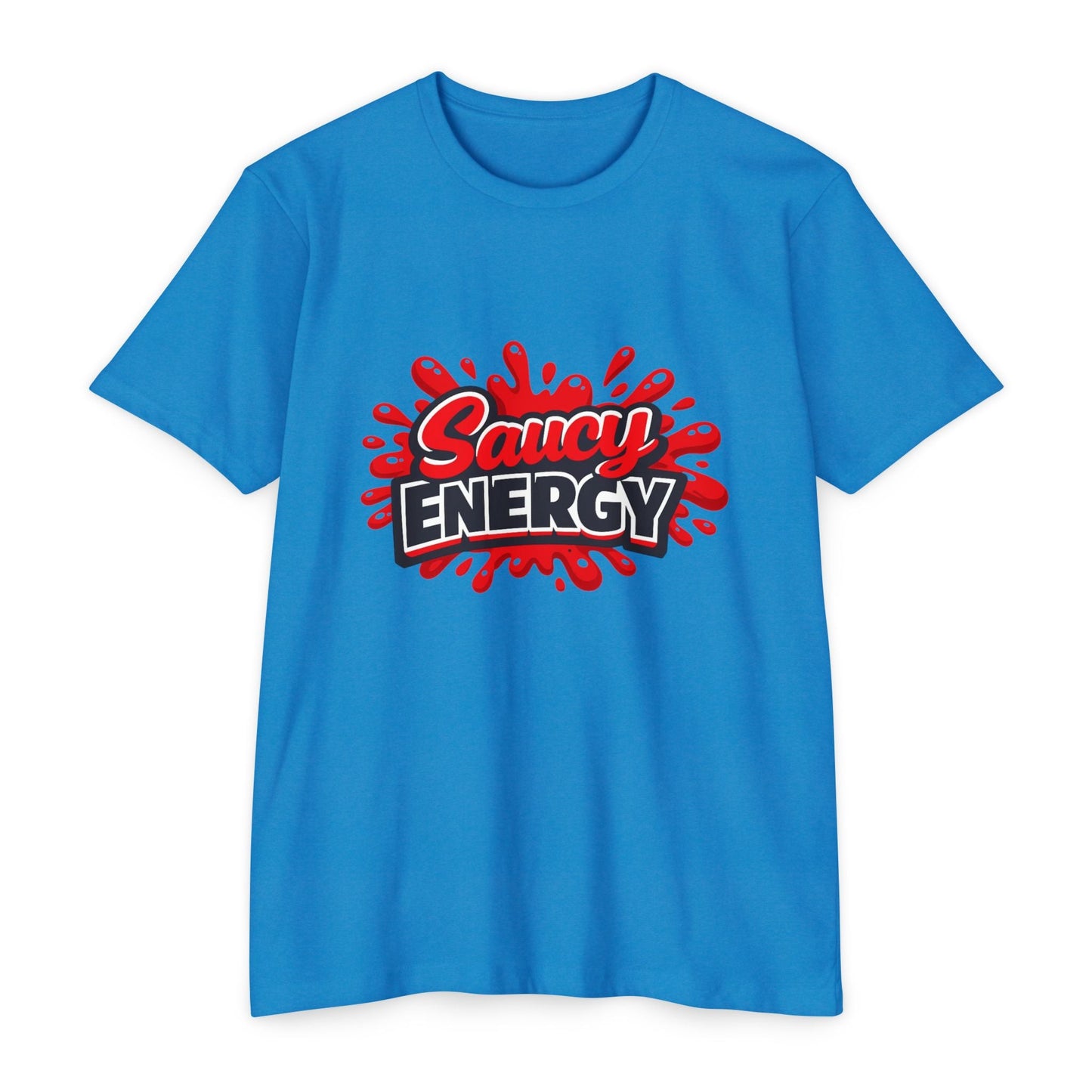 Saucy Energy T-Shirt — Bold Red Splash Graphic Tee Printify