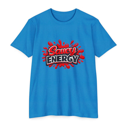 Saucy Energy T-Shirt — Bold Red Splash Graphic Tee Printify