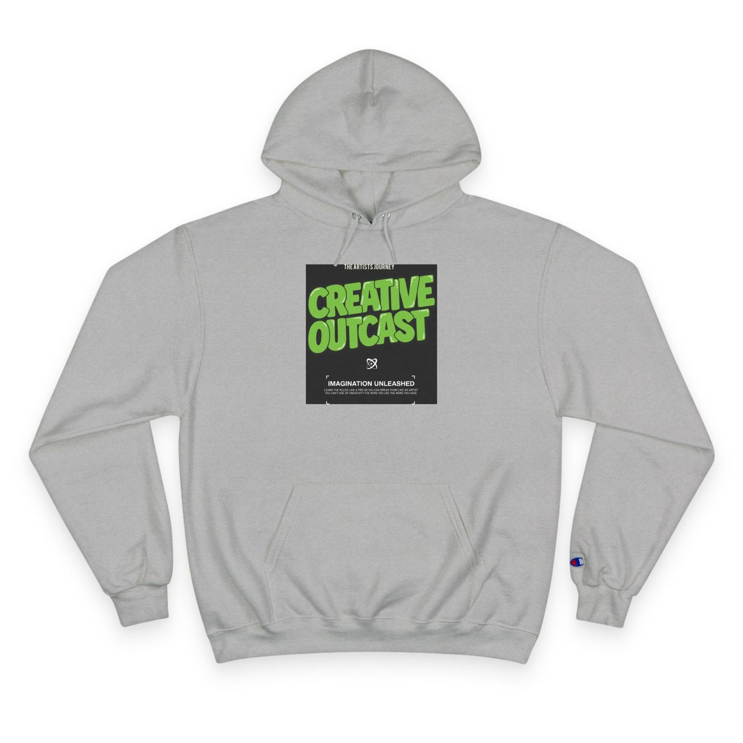 Creative Outcast Hoodie — Bold Green Graphic Champion Hooded Sweatshirt Printify