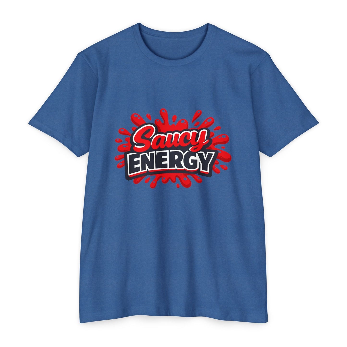 Saucy Energy T-Shirt — Bold Red Splash Graphic Tee Printify