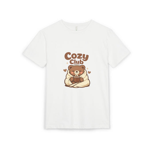 Cozy Club Bear T-Shirt — Cute Blanket & Hot Cocoa Graphic Tee