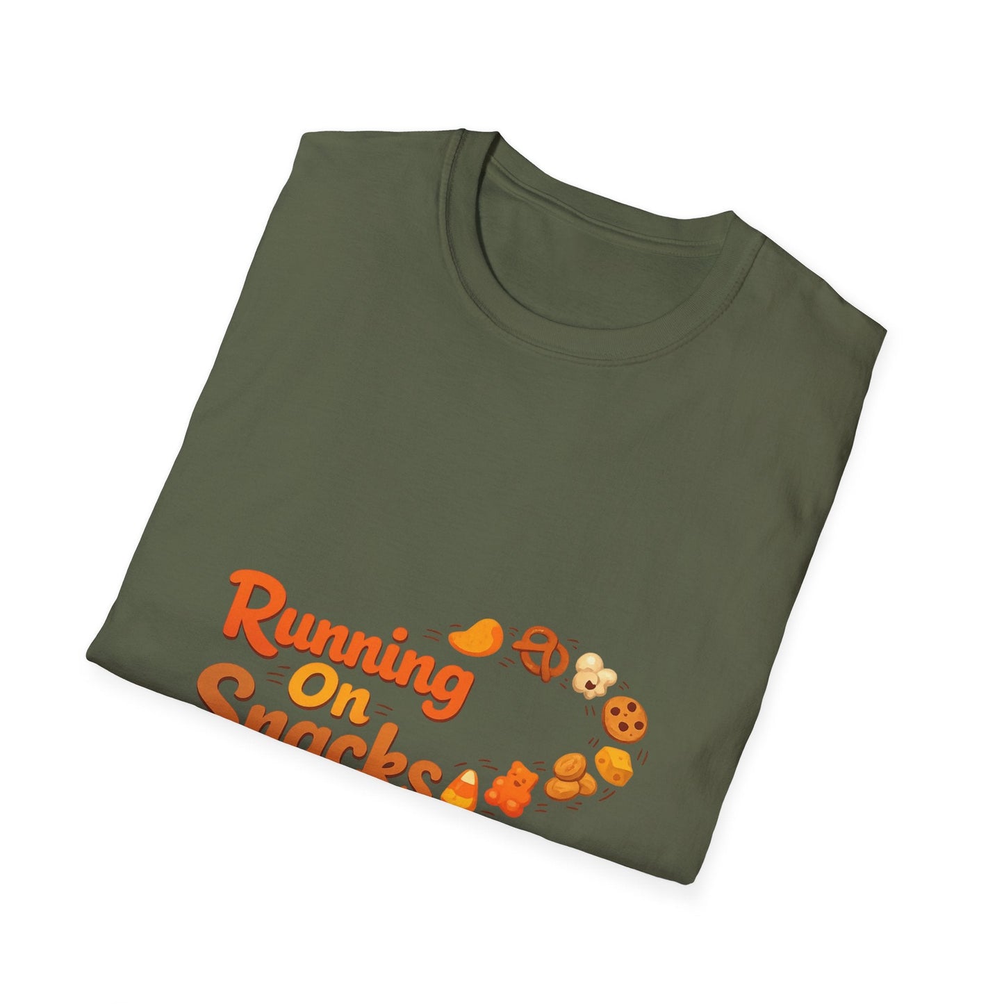 Running On Snacks T‑Shirt — Funny Runner Shirt with Snack Trail Graphic Printify