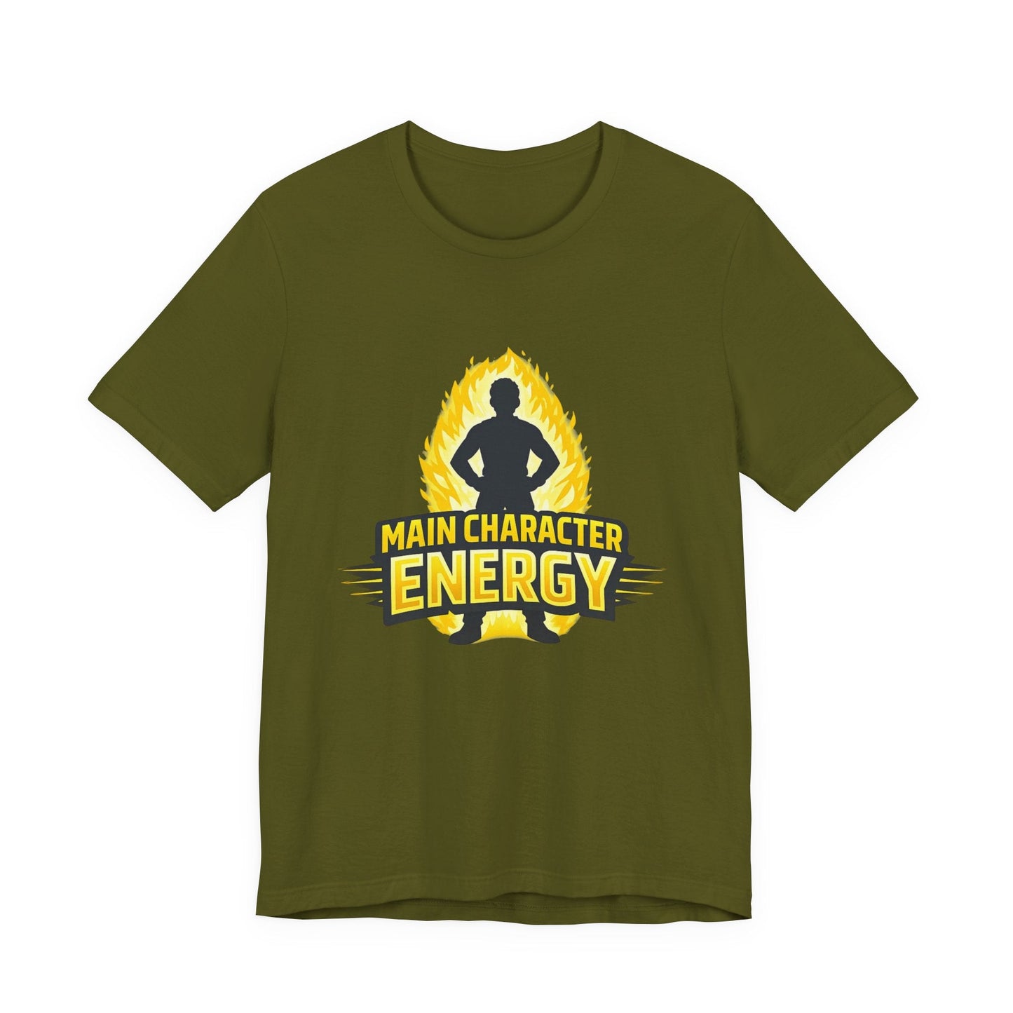 Main Character Energy T-Shirt - Graphic Tee with Bold Silhouette & Flame Design Printify