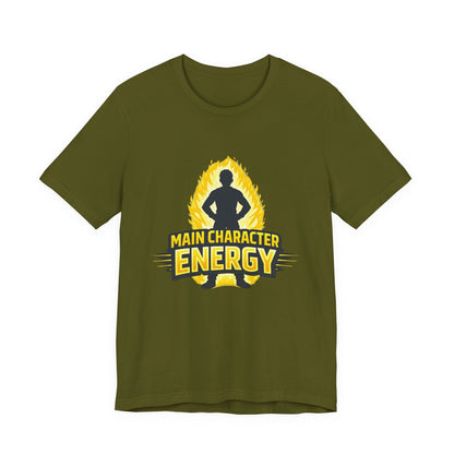 Main Character Energy T-Shirt - Graphic Tee with Bold Silhouette & Flame Design Printify