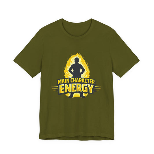 Main Character Energy T-Shirt - Graphic Tee with Bold Silhouette & Flame Design Printify