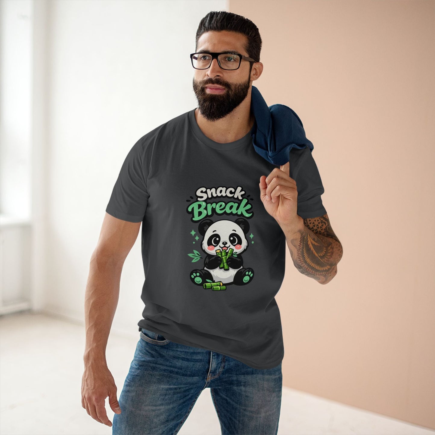 Snack Break Panda T-Shirt — Cute Panda Eating Bamboo Graphic Tee Printify