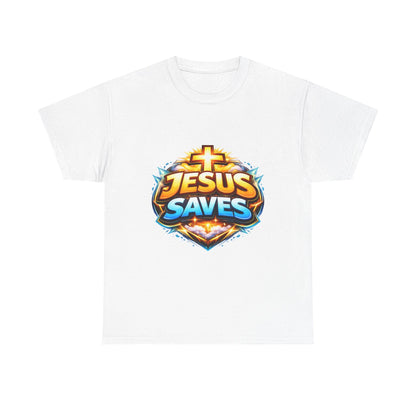 Jesus Saves T-Shirt for Men – Bold Faith Graphic Tee for Christians Printify