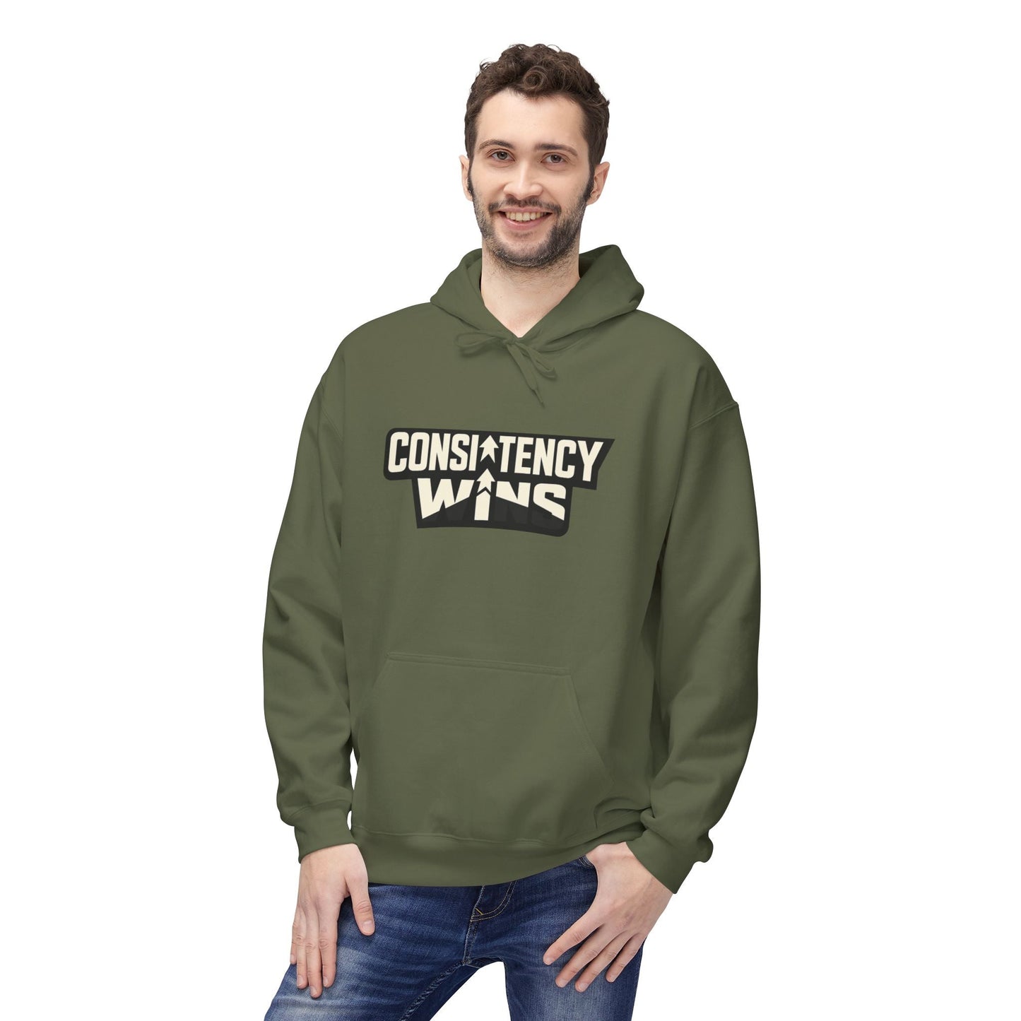 Consistency Wins Hoodie — Motivational Graphic Pullover Printify