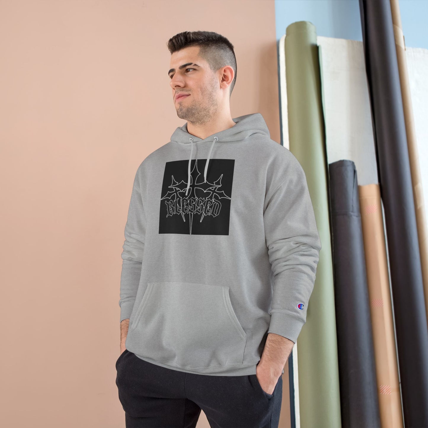 Hoodie — Gothic Champion Chest Logo Hoodie Printify