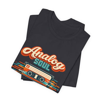 Analog Soul Digital World T-Shirt – Retro Cassette Tee for Music Lovers Printify