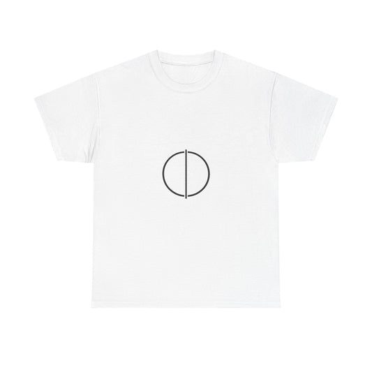 Minimal Circle Split Tee — Modern Graphic White T‑Shirt Printify