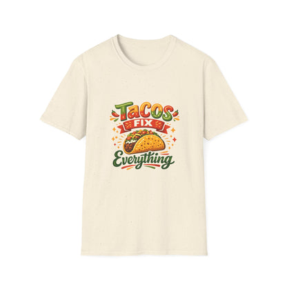 T-Shirt — "Tacos Fix Everything" Funny Taco Lover Graphic Tee Printify