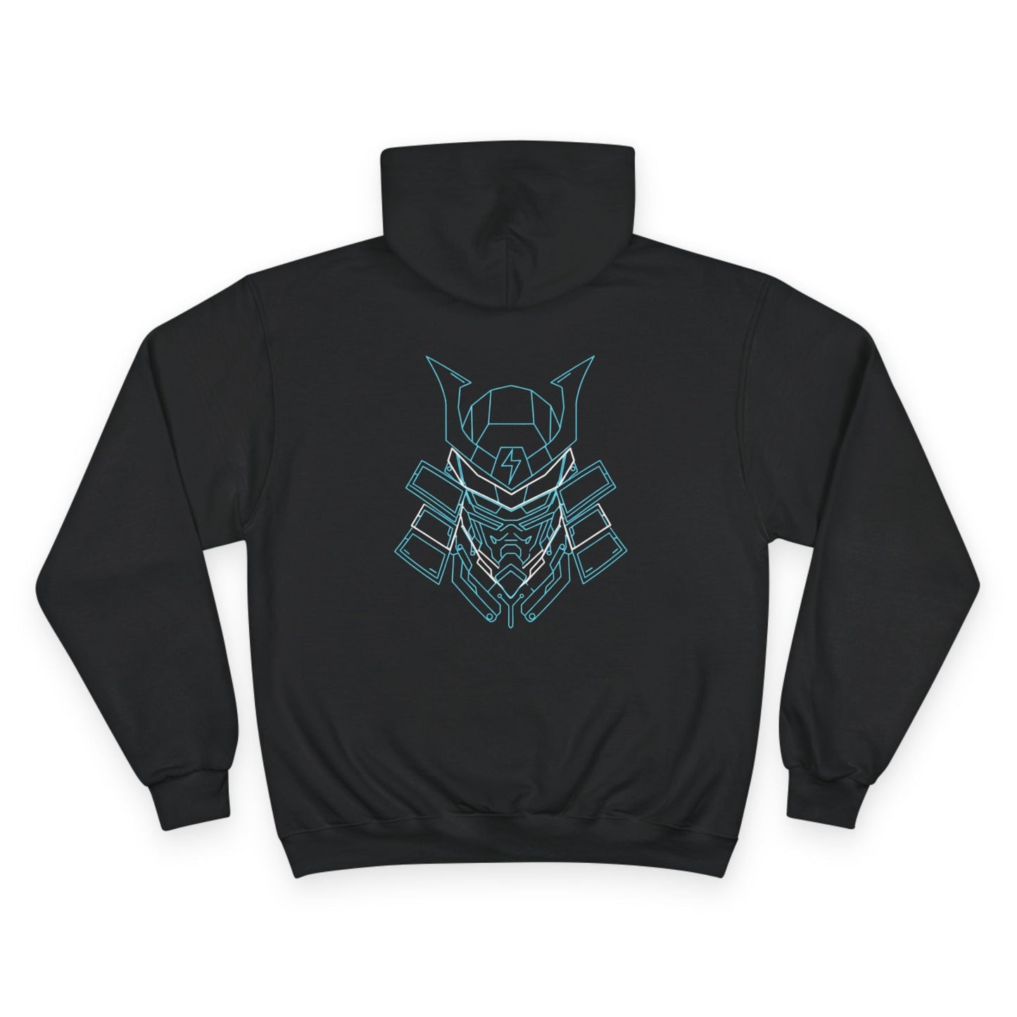 Samurai Helmet Hoodie – Unisex Minimal Line Art Armor Back Graphic Printify
