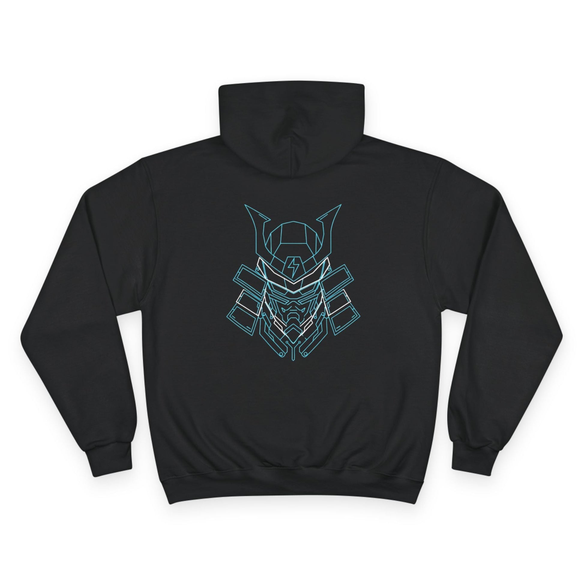 Samurai Helmet Hoodie – Unisex Minimal Line Art Armor Back Graphic Printify