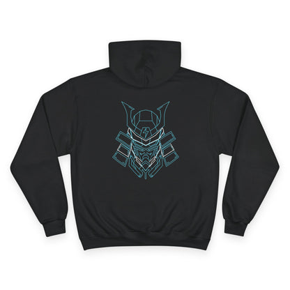 Samurai Helmet Hoodie – Unisex Minimal Line Art Armor Back Graphic Printify