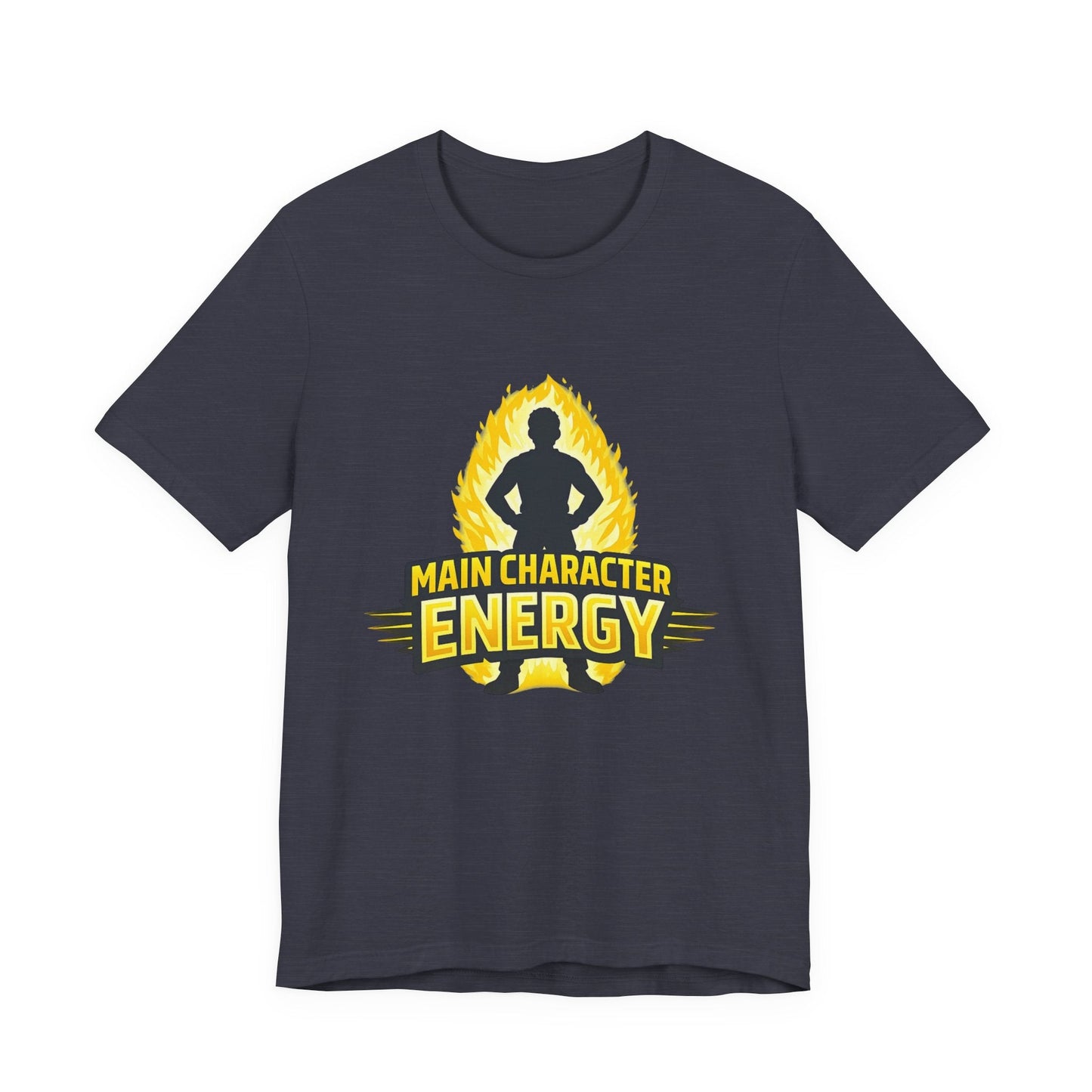 Main Character Energy T-Shirt - Graphic Tee with Bold Silhouette & Flame Design Printify