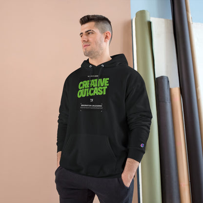 Creative Outcast Hoodie — Bold Green Graphic Champion Hooded Sweatshirt Printify