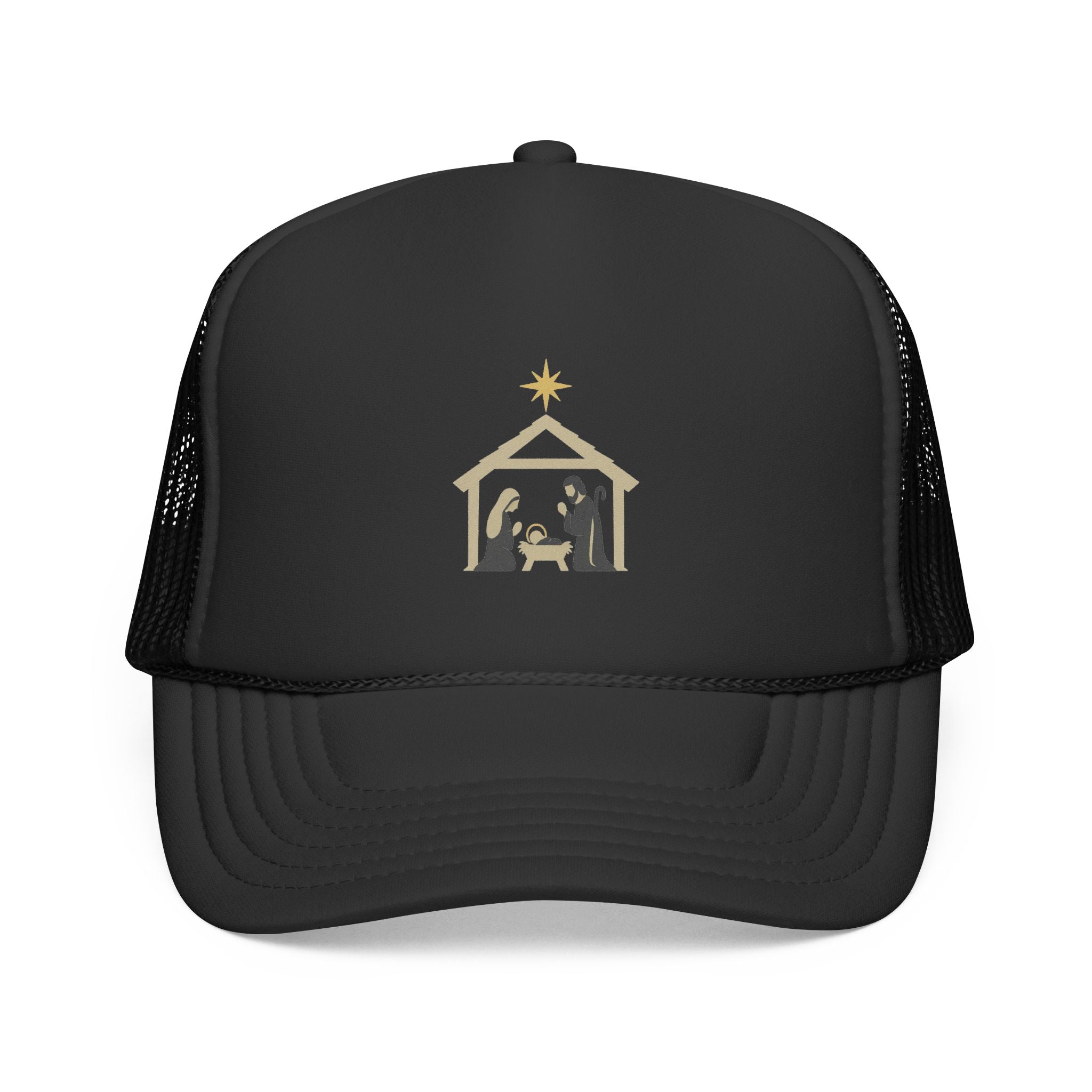 Nativity Trucker Cap — Christmas Manger Hat with Holy Family Design