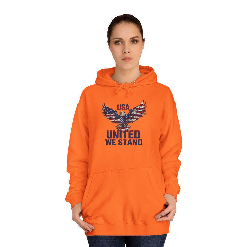 Patriotic Eagle Hoodie - USA "United We Stand" American Flag Graphic