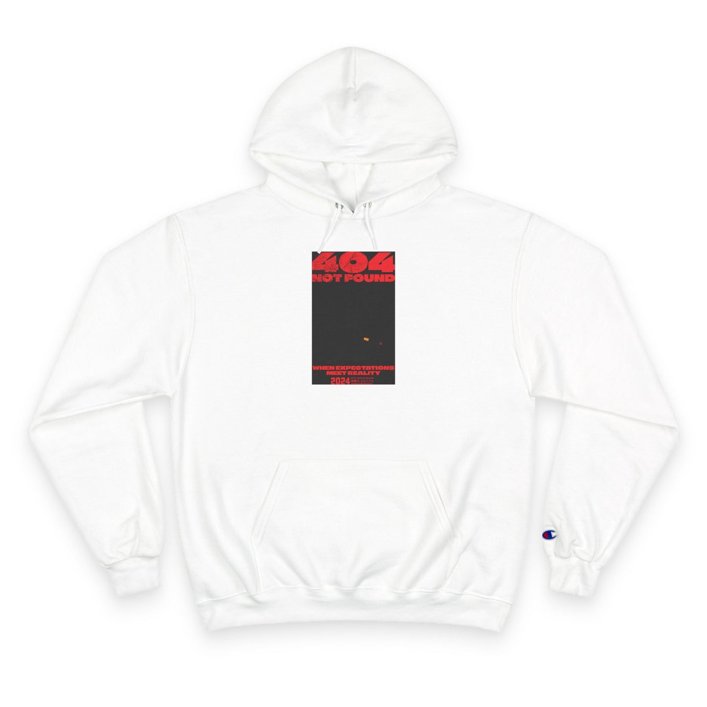 Champion Hoodie - Minimal Red Black Graphic Streetwear Hoodie Printify