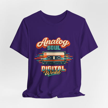Analog Soul Digital World T-Shirt – Retro Cassette Tee for Music Lovers Printify