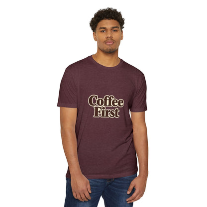 Coffee First T-Shirt — Retro Script Coffee Lover Tee Printify