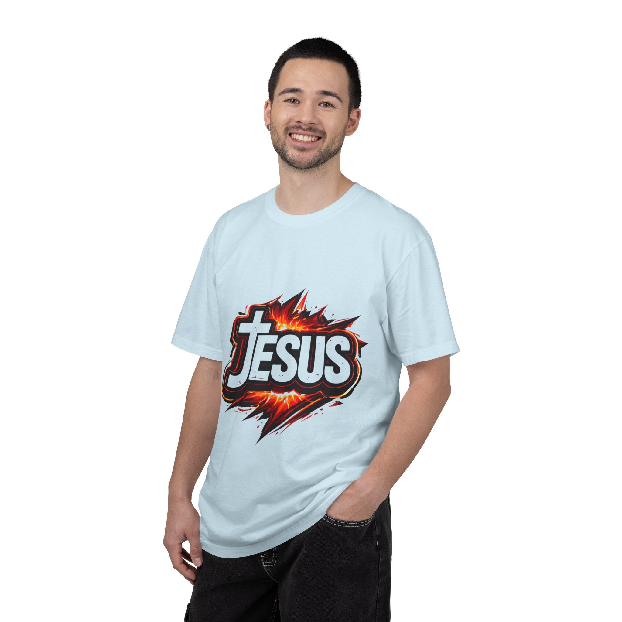 Jesus Graphic T-Shirt — Bold Flame Logo Christian Faith Tee