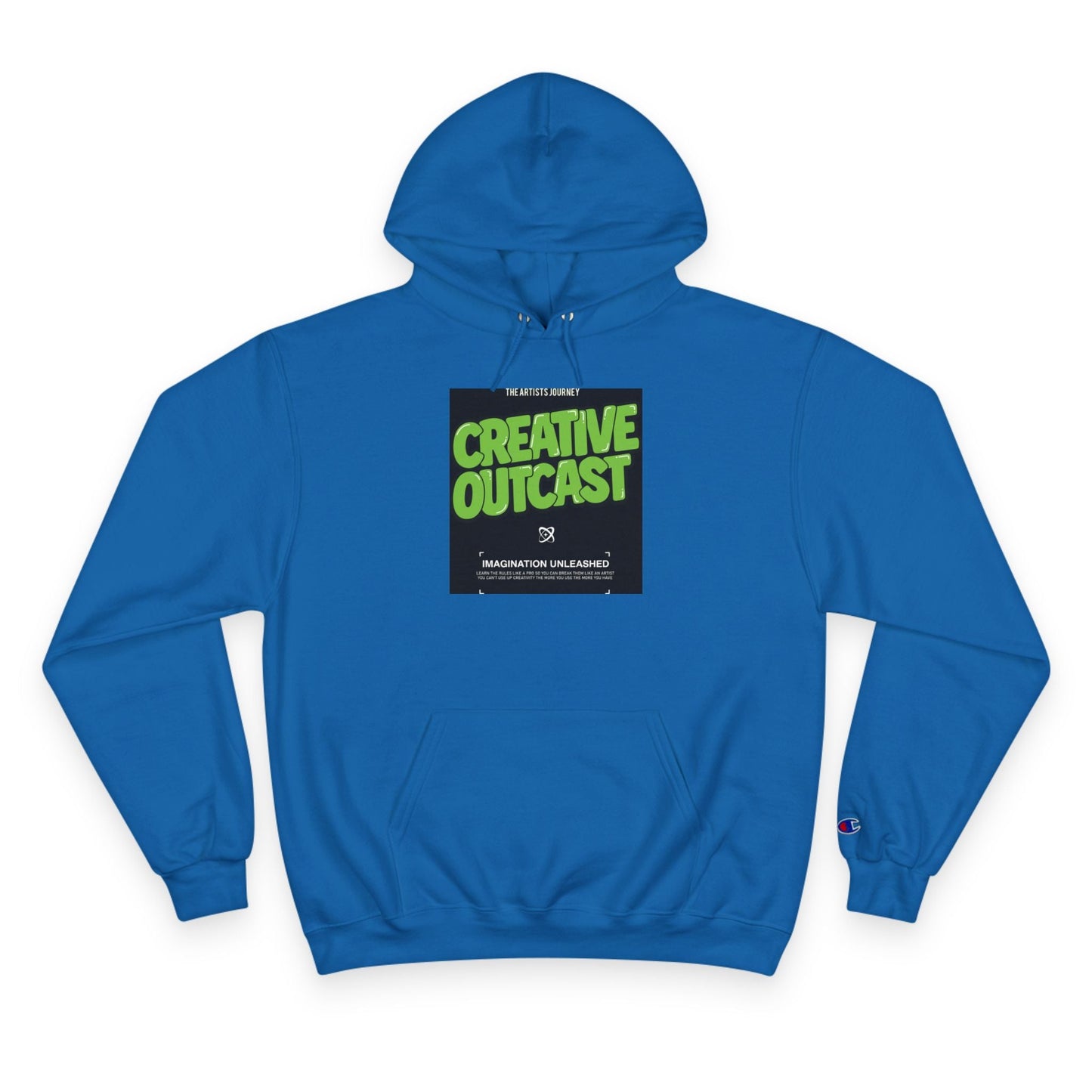 Creative Outcast Hoodie — Bold Green Graphic Champion Hooded Sweatshirt Printify
