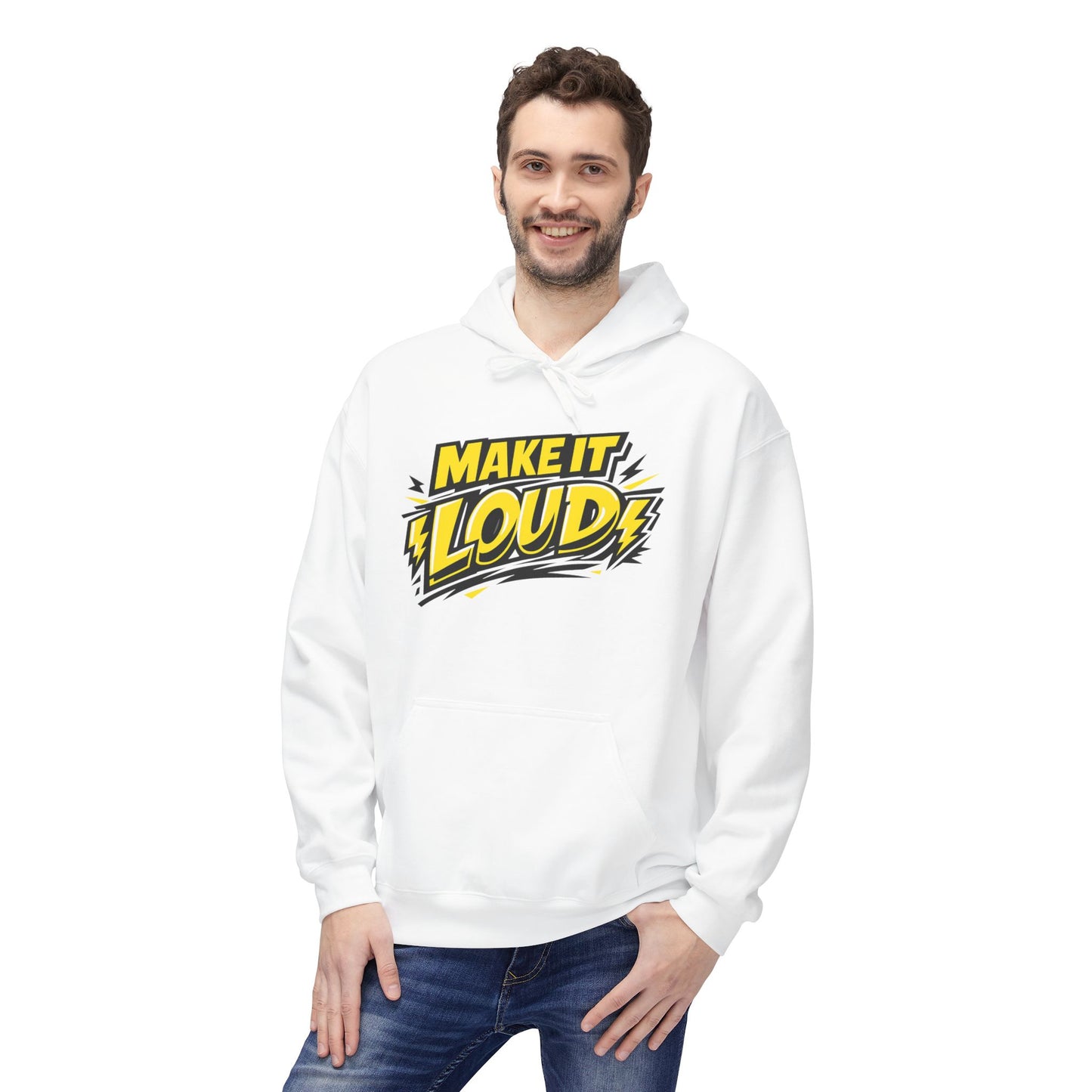 Make It Loud Hoodie — Bold Yellow Graphic Pullover