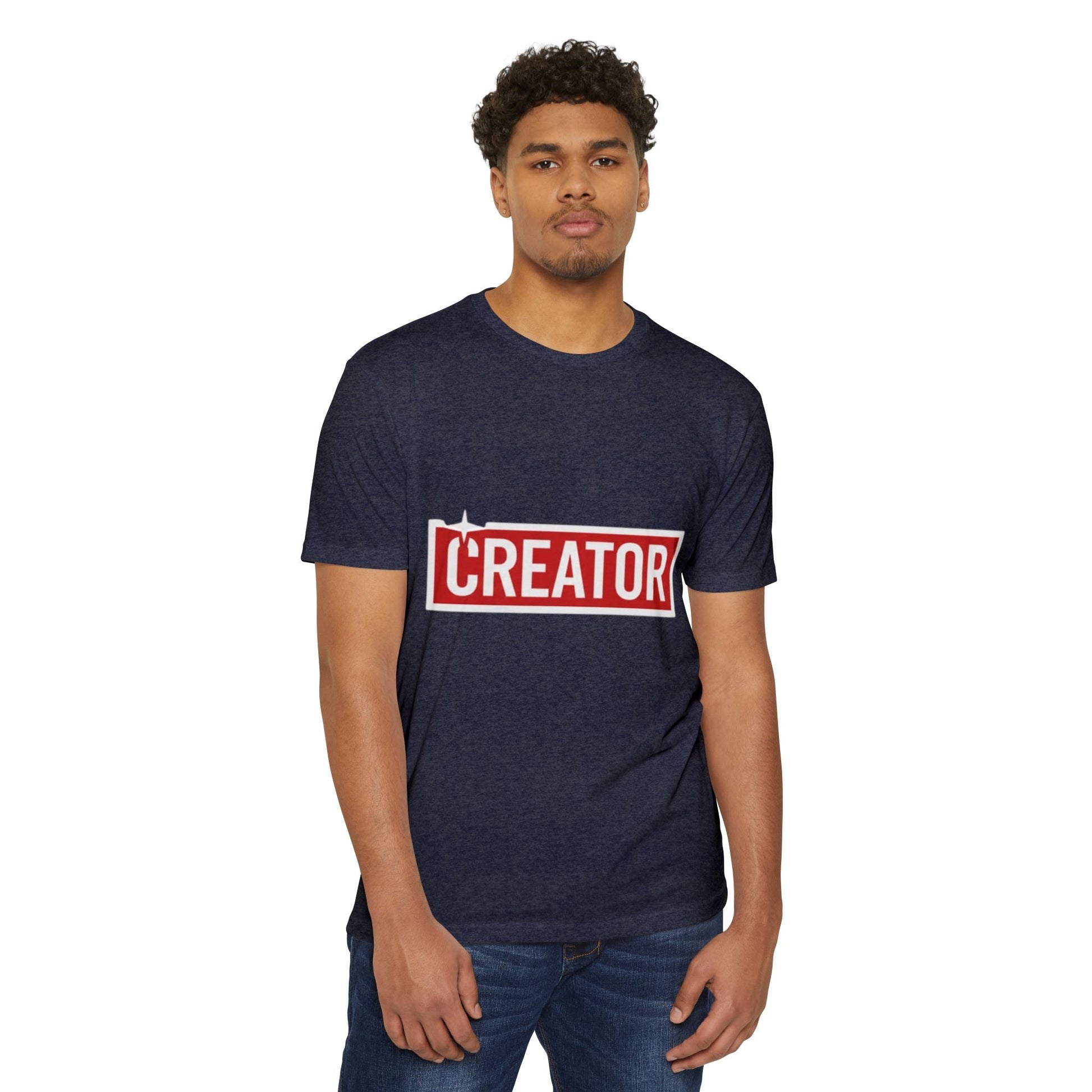 Creator Graphic T-Shirt for Men – Bold Red Box Logo Tee for Content Creators Printify