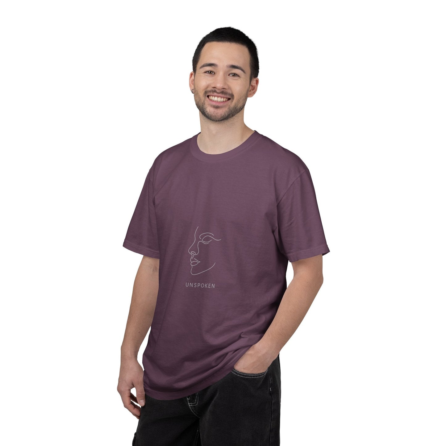 Minimal Face Line Art T-Shirt — Subtle Embossed ‘NORMCORE’ Graphic Printify