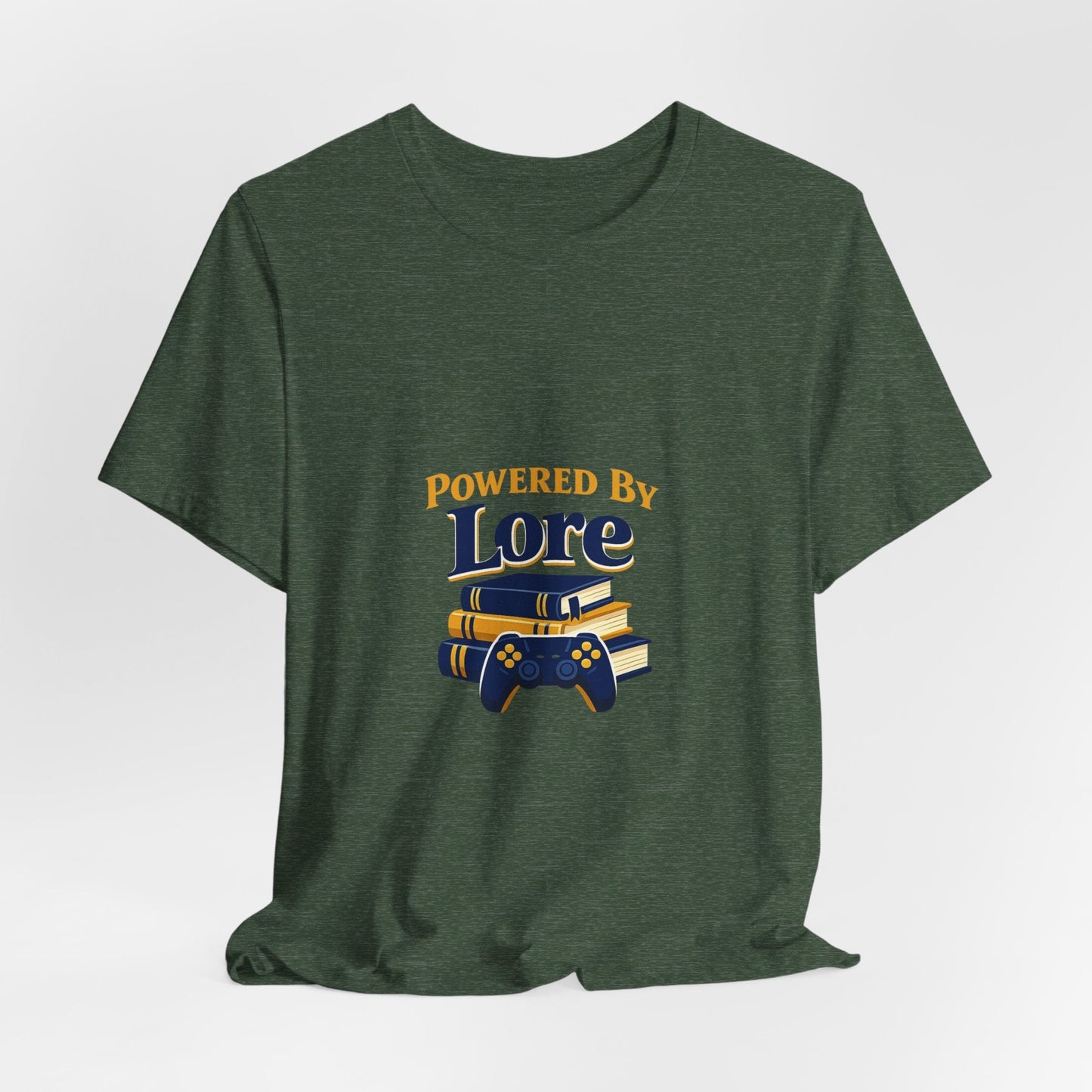Powered by Lore T-Shirt — Gamer & Book Lover Tee Printify
