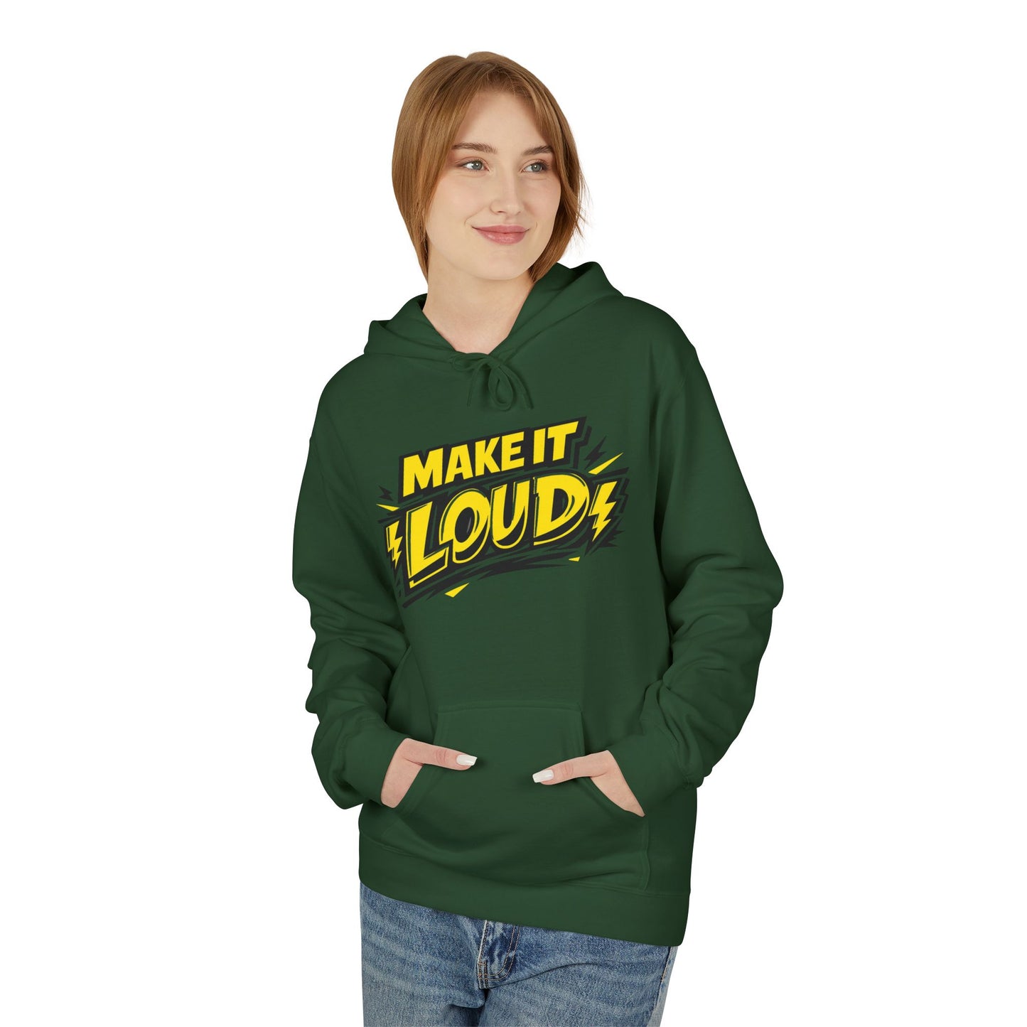 Make It Loud Hoodie — Bold Yellow Graphic Pullover