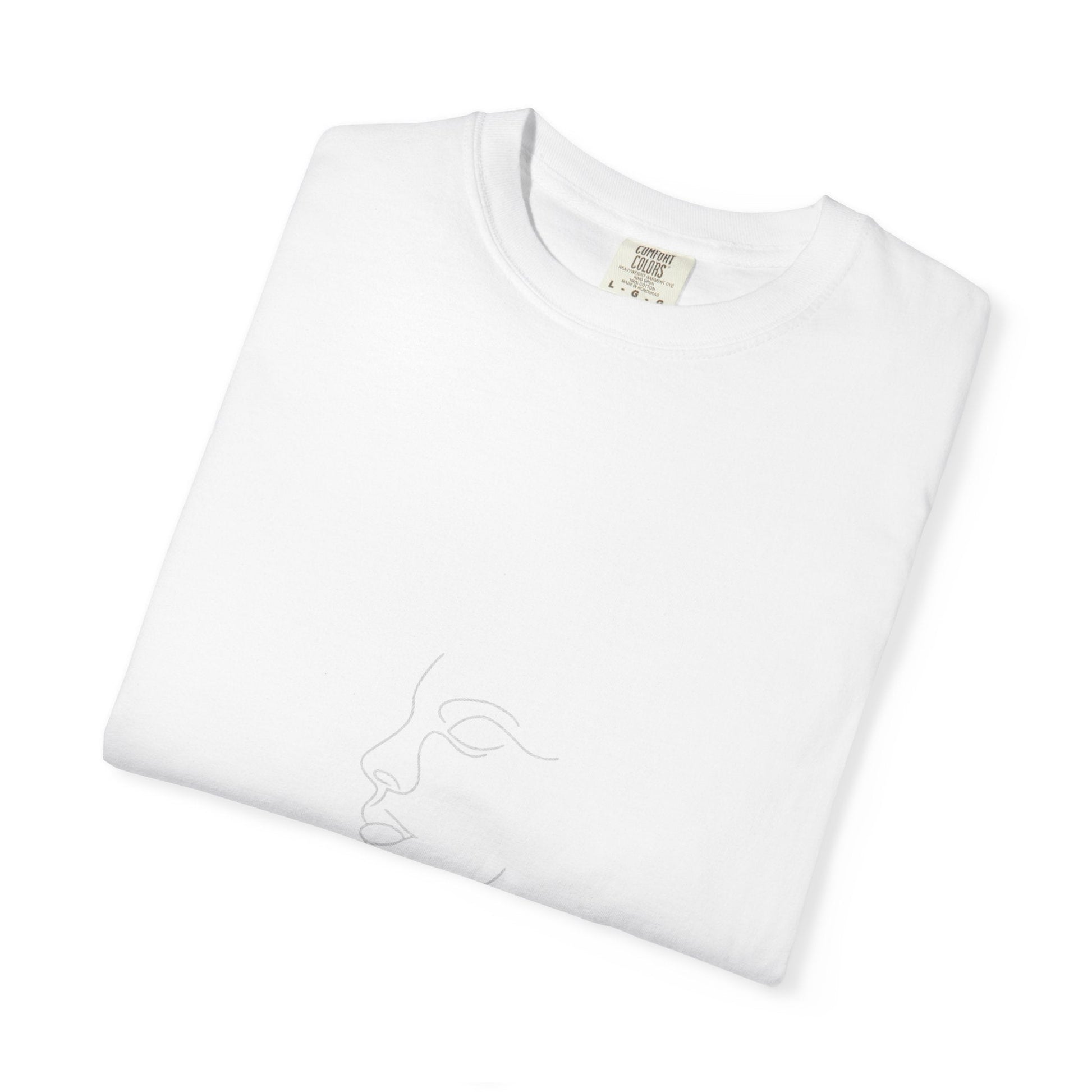 Minimal Face Line Art T-Shirt — Subtle Embossed ‘NORMCORE’ Graphic Printify