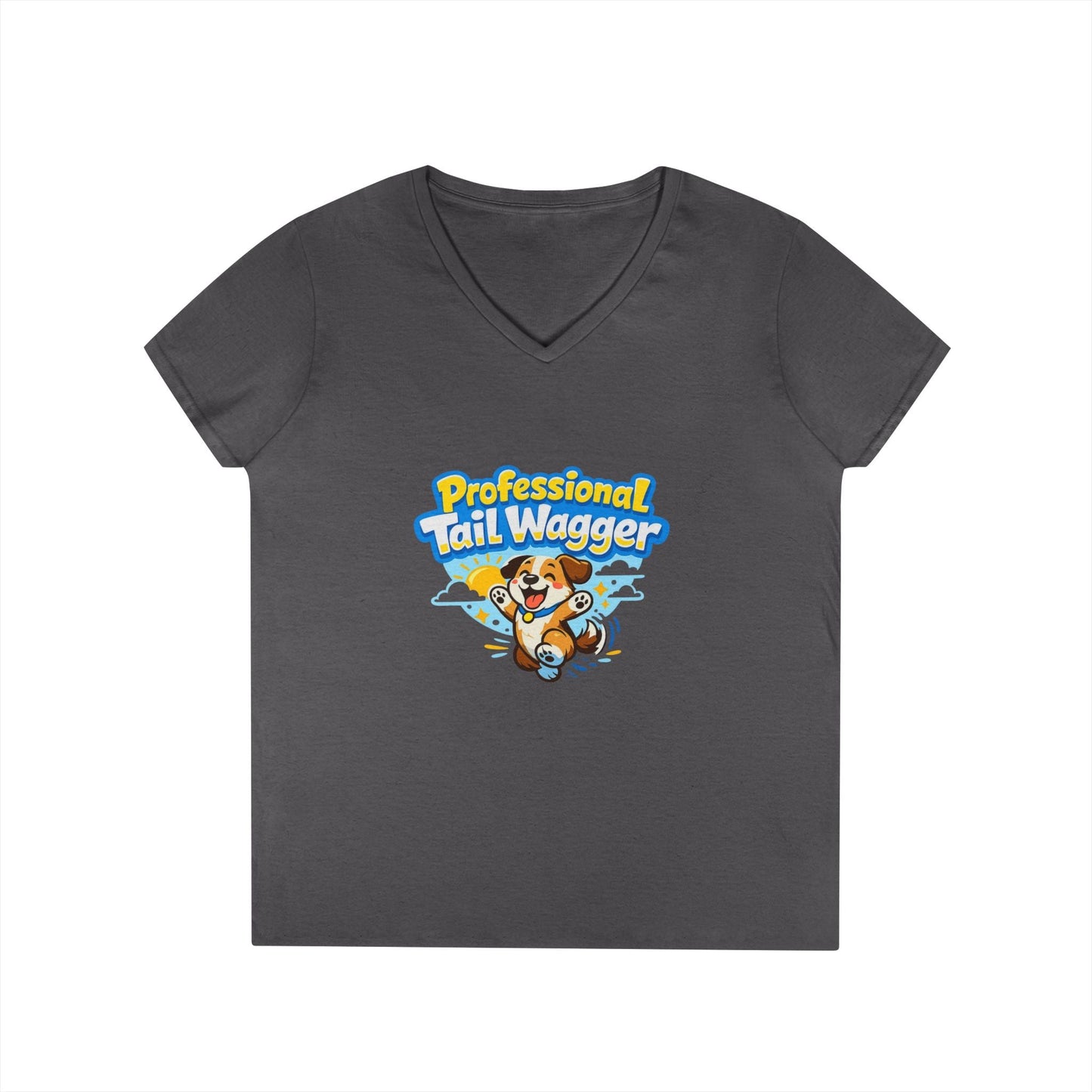 Professional Tail Wagger T-Shirt — Cute Dog Lover V‑Neck Tee Printify