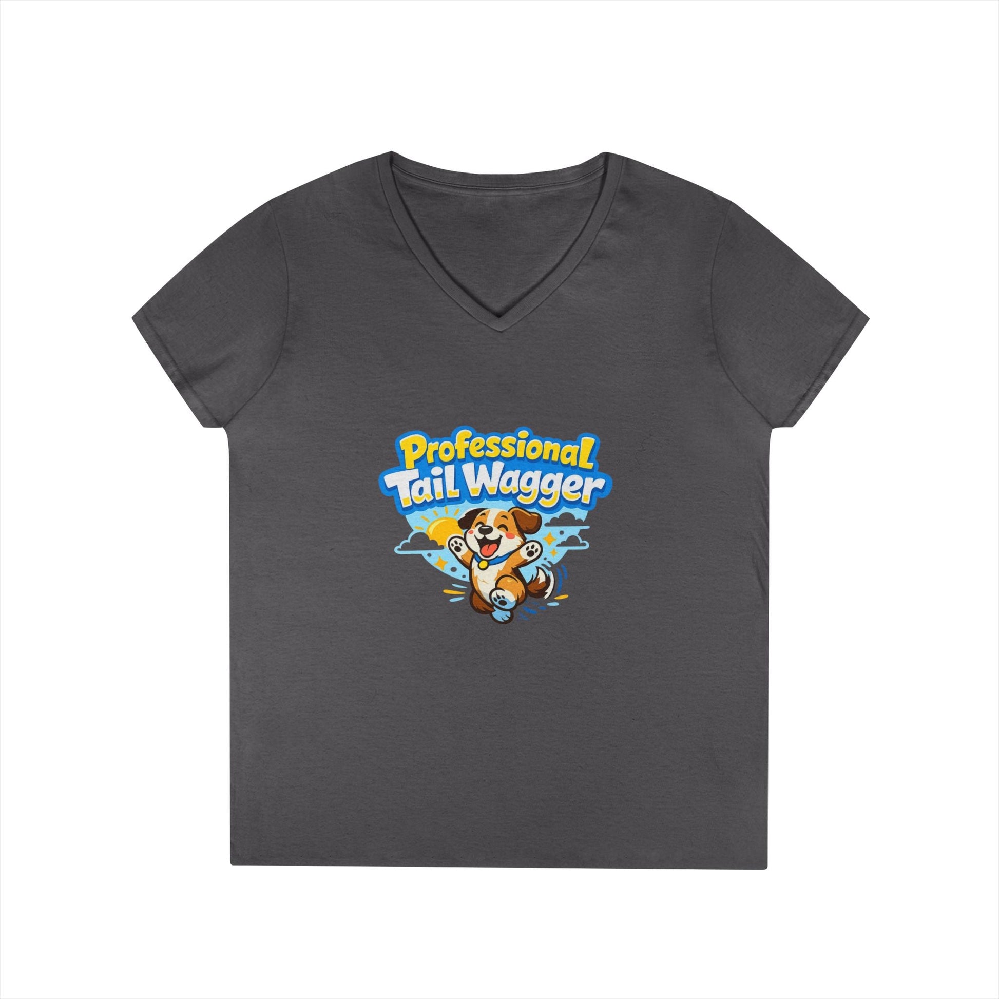 Professional Tail Wagger T-Shirt — Cute Dog Lover V‑Neck Tee Printify
