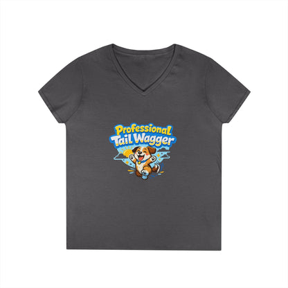 Professional Tail Wagger T-Shirt — Cute Dog Lover V‑Neck Tee Printify