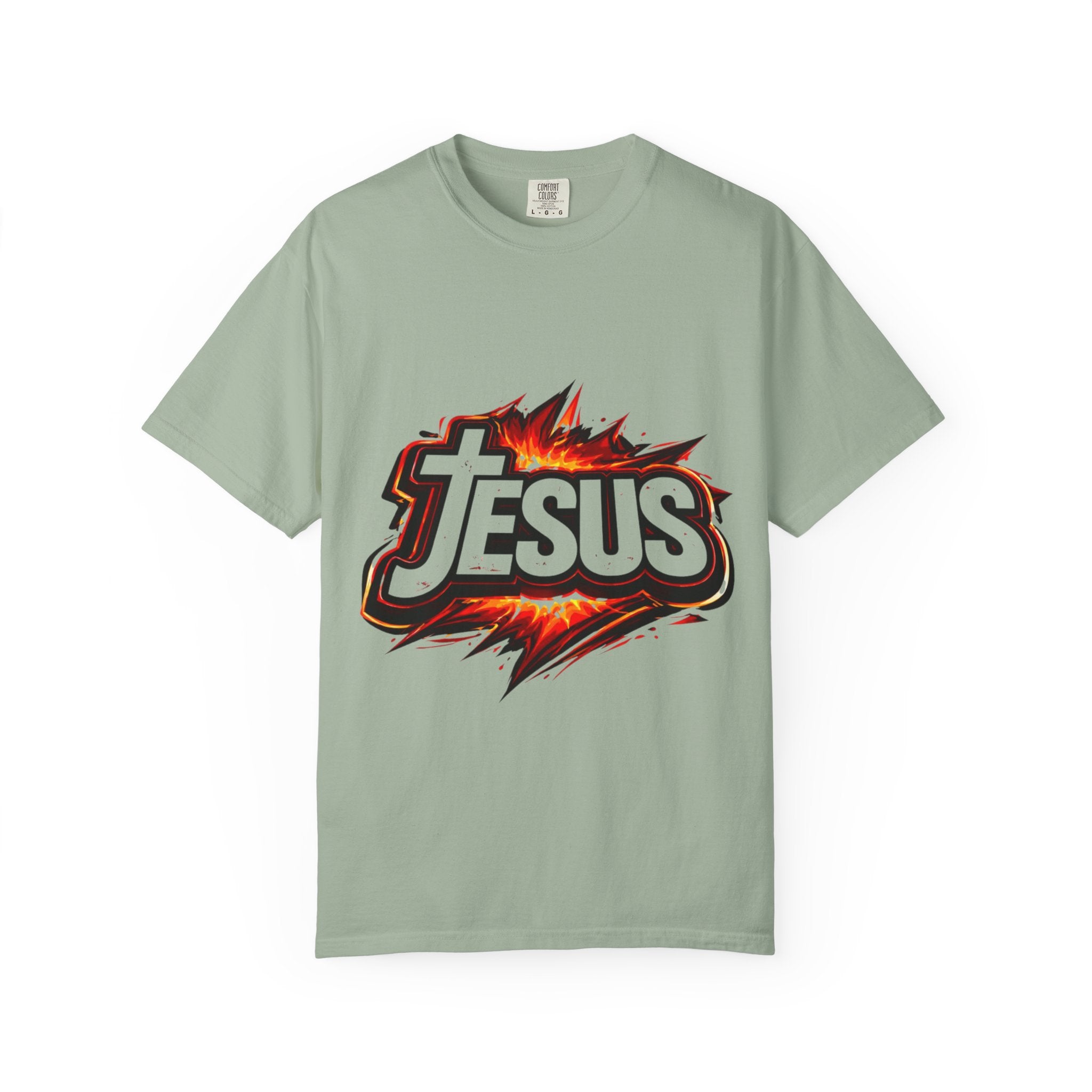 Jesus Graphic T-Shirt — Bold Flame Logo Christian Faith Tee