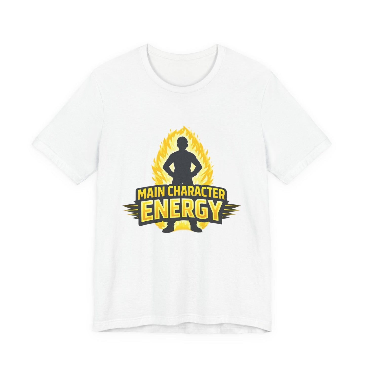Main Character Energy T-Shirt - Graphic Tee with Bold Silhouette & Flame Design Printify